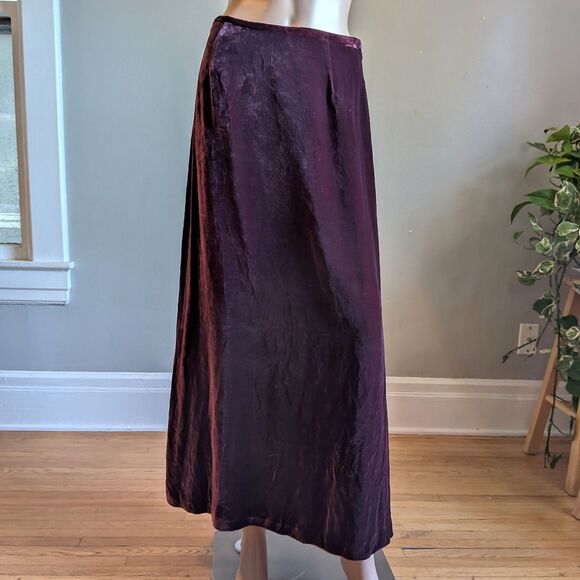 Vintage Laura Ashley Velvet Maxi Skirt Dark Academia Whimisigoth Silk Size 8 - Picture 1 of 7